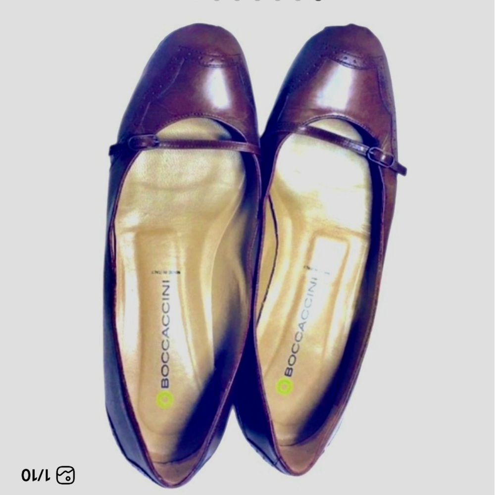 Boccaccini Italian Leather Brown Flat Shoes Size 37.5